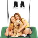 40" Rectangular Tree Swing for Kids & Adults, Adjustable Platform Swing with Hanging Straps, 700lbs Capacity, Waterproof Giant Swings for Backyard Outdoor & Indoor Use, Green & Black