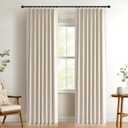 100% Blackout Shield Linen Pinch Pleated Curtains Blackout, Pleated Drapes with Hooks 84 Inch Long 2 Panels Set, Linen Blackout Curtains for Bedroom & Living Room, 40" W x 84" L, Cream
