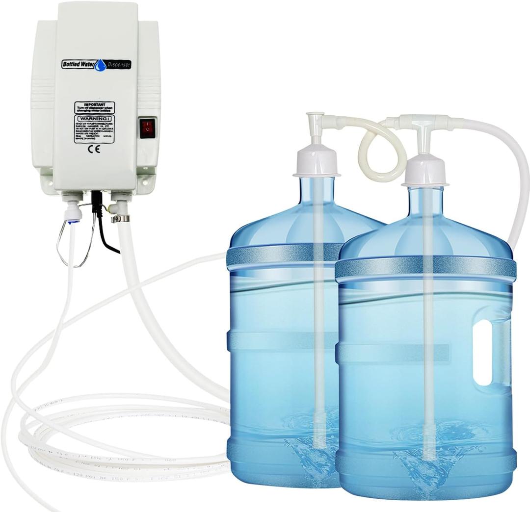 Bottled Water Dispenser Pump System Double Inlet 110V Electric Drinking Water Pump Large Flow 3.8L 5 Gal Automatic Bottle Water Jug Dispensing for Fridge Coffee Ice Tea Maker Kitchen