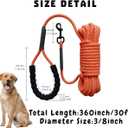 Heavy Duty 15FT 30FT Long Rope Leash with Soft Handle, Highly Reflective Threads Check Cord Recall Training Agility Dog Lead for Walking, Hunting or Backyard