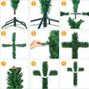 6ft Skinny Cross Christmas Tree with 33ft Plug-in String Lights(100 Bulbs) & White Silk Scarf & Crown of Thorns, Jesus Christ Catholic Cross Decor, Xmas Holiday Home Indoor Outdoor Decorations