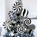 Jenaai 9 Pcs Black and White Christmas Decorations Indoor Large Candy Christmas Tree Picks Double Sided Peppermint Lollipop Ornaments for Xmas Tree Topper Party Supplies Home School Office Vase Decor