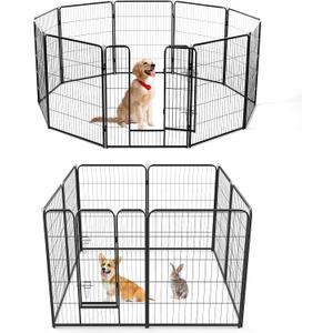 NEWBULIG Dog Playpen Indoors 40 Inch 8 Panels for Medium and Large Dogs Portable and Foldable Pet Fence with Door Heavy Duty Metal Dog Exercise Play Pen for Outdoor Yard