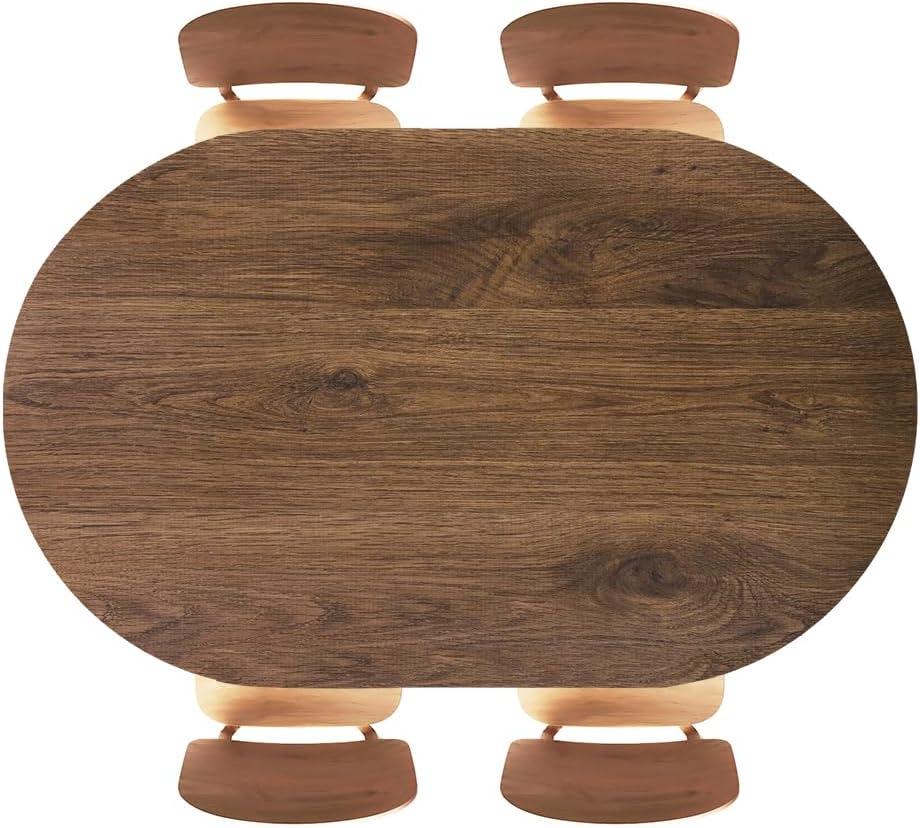 Oval Fitted Table Cloth Elastic Edged, Dark Brown Texture Wood Background Retro, Oval Table Cover for Picnic, Banquet, Home Kitchen, Fits 42"x60" Oval Tables