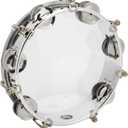 8in Tambourine Adjustable Tone Hand Drum Hand Held Percussion Educational Musical Instrument with Double Row Jingle Bells and Drum Key Transparent