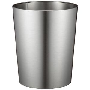 iDesignRound Metal Waste Basket, The Patton Collection  8" x 8" x 9.7", Brushed Stainless Steel
