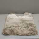 COSY HOMEER Toilet Rugs U-Shaped 24"x20", Ultra Soft Absorbent Bath Mat with Non-Slip TPR Backing, Machine Washable Shaggy Rug for Toilet, Beige