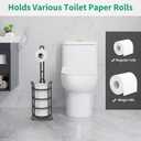 TomCare Toilet Paper Holder Toilet Paper Stand and Dispenser for 3 Spare Rolls Metal Wire Free-Standing Toilet Tissue Paper Roll Storage Shelf Bathroom Accessories Storage Organizer Black
