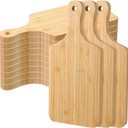 Patelai 12 Pcs Thicken Bamboo Cutting Board Bulk Wood Chopping Unfinished Crafts Serving Charcuterie Boards for DIY Wedding Housewarming Gift(Handle)