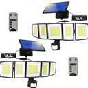 Solar Motion Lights Outdoor - with 16.4ft Cable, 3000LM LED Security Lights for Outside Dusk to Dawn, 2400mAh IP65 Waterproof Flood Lights with Remote for Court Yard Garage Front Door