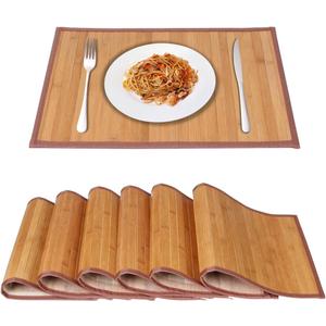 Placemats Set of 6 for Dining Table, Bamboo Place Mats for Kitchen Table Decor, Table Mats Heat Resistant & Non-Slip for Indoor/Outdoor Party, Table Placemats Set of 6 for Dinner Table Yellow