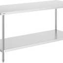 VEVOR Stainless Steel Prep Table, 30 x 72 x 34 Inch, 920 lbs Load Capacity, Heavy Duty Metal Worktable with 3 Adjustable Height Levels, Commercial Workstation for Kitchen Garage Restaurant Backyard