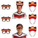 World Soccer Cup 2026 Merchandise-8 Pack Glitter Glasses & Headbands Set,DIY Your Favorite Soccer Star,Clear Germany Flags and Symbols,Sports Events Hairband Headwear Gift (GER set)