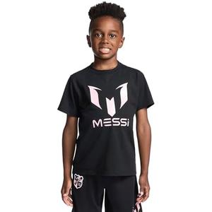 Messi Boys' Lifestyle Short Sleeve T-Shirt, Slim-fit Logo Tee, Cotton Blend Fabric, L