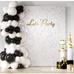 COKAOBE Mirror White Shimmer Wall Backdrop, 24PCS Square Sequin Shimmer Backdrop Panel, Photo Backdrops for Birthday, Anniversary, Wedding, Graduation & Bachelorette Party Decoration