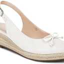 Womens Closed Toe Espadrilles Wedges Shoes Platform Slingback Mid Low Heel Canvas Bow Dress Sandals, Size 8.5