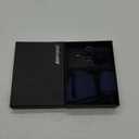 Mens Paisley Tie and Pocket Square,Lapel Pin,Cufflinks,Tie Clip Sets with Gift Box 5PCS (Navy Blue)