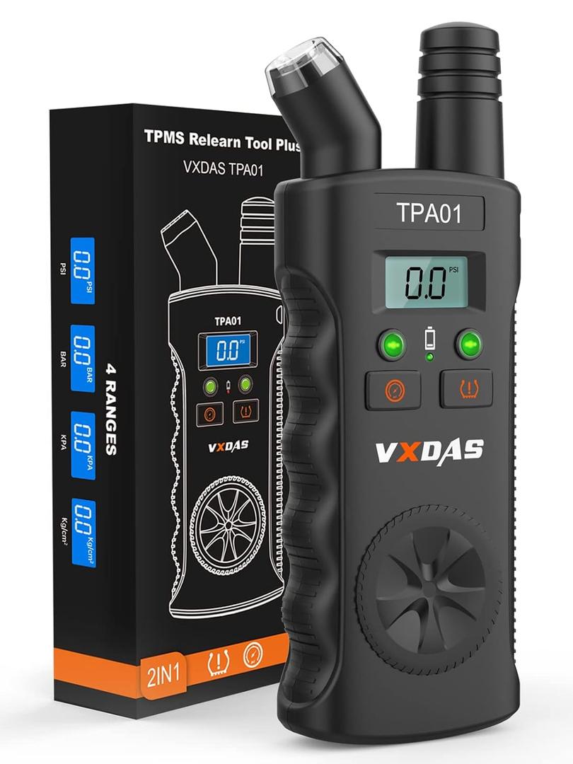 VXDAS TPA01 TPMS Relearn Tool for GM Plus Digital Tire Pressure Gauge 150 PSI Tire Sensor Reset Tool for Buick, Chevy, Cadillac, Opel (Black)