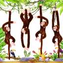 Chivao Set of 4 Stuffed Monkey Hanging Stuffed Animal Monkey Plush Toy Large Animal with Loop for Gifts Favors (20 Inch, Dark Brown)