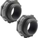 LIDSCURA 1 Pack PVC Bulkhead Fitting, 2 Inch Double Thread Connector for Water Tanks, Aquariums, Rain Barrels (Black)