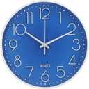 bakbrand Wall Clock Non-Ticking Silent Modern Simple Style Round Decor Clock Stereoscopic Dial Quartz Wall Clocks for Home/ Office/ School/ Living Room/ Bedroom/ Kitchen (Dark Blue, 8inch)