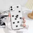 NITITOP Compatible with iPhone 12 Mini Case Clear Cute Sparkly 3D Bow Bling Glitter Bowknot for Women Girls Ultra Slim Anti-Yellow Protective Phone Cover - Black