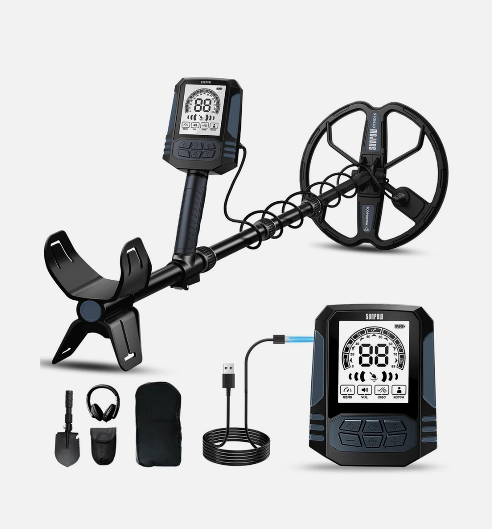 Metal Detector Rechargeable 2500mAh Waterproof 10 Dual D Coil SUNPOW OT-MD15-US
