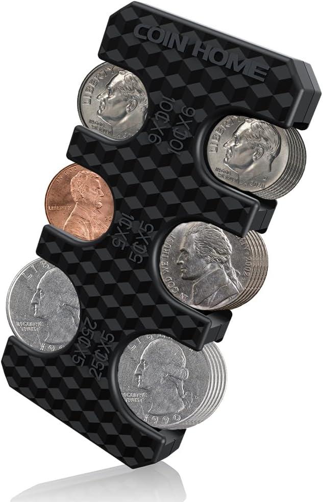 Ninonly Coin Holder for Car, Silicone Coin Organizer Change Holder for Car, Portable Storage 32 Coins Include Penny, Nickel, Dime and Quarter