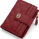 GAEKEAO Small Wallet for Women Slim Bifold Leather Credit Card Holder Wallets Zipper Pocket Coin Purse with ID Window