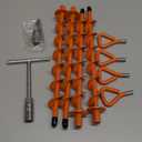 Ground Anchors Screw in, Heavy Duty Ground Trampoline Stakes High Wind Tent Stakes for Tent, Trampoline, Gazebo, Carport, Trap Anchor, Canopies, Swing Set (4x15", Orange)