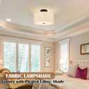Bagood 3-Light Semi Flush Mount Ceiling Lights Fixture 16 Inch Drum Light Fixture Drum Ceiling Lights with Pleated Fabric Shade Black Close to Light Fixtures for Hallway Living Room