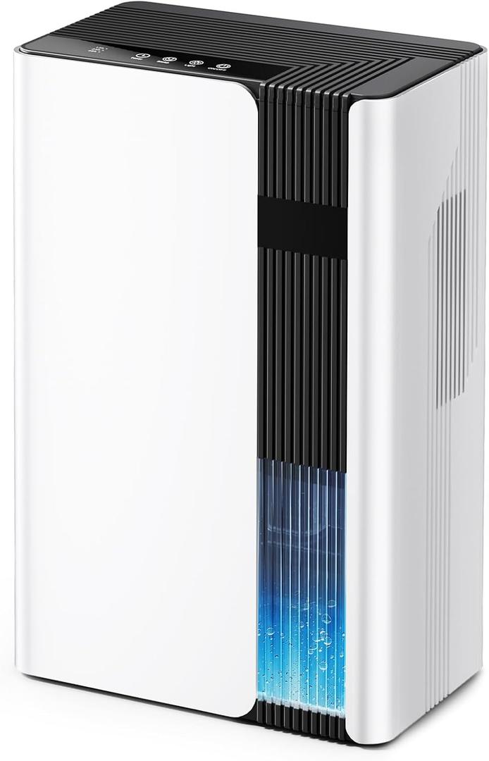 Dehumidifiers for Home, Quiet Dehumidifier for Bedroom for Small Spaces up to 800 sq.ft., 102oz Water Tank, Auto Shut-Off, Timer, 7-Color Light, Portable for Bathroom, Closet, RV, White
