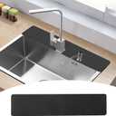 Customizable Faucet Mat for Kitchen Sink: 30"L x 5.5"W Quick Drying Kitchen Sink Mat & Bathroom Counter Protector - Cut to Fit with 2 or 3 Hole Faucet Design - Extra Long Absorbent Splash Guard