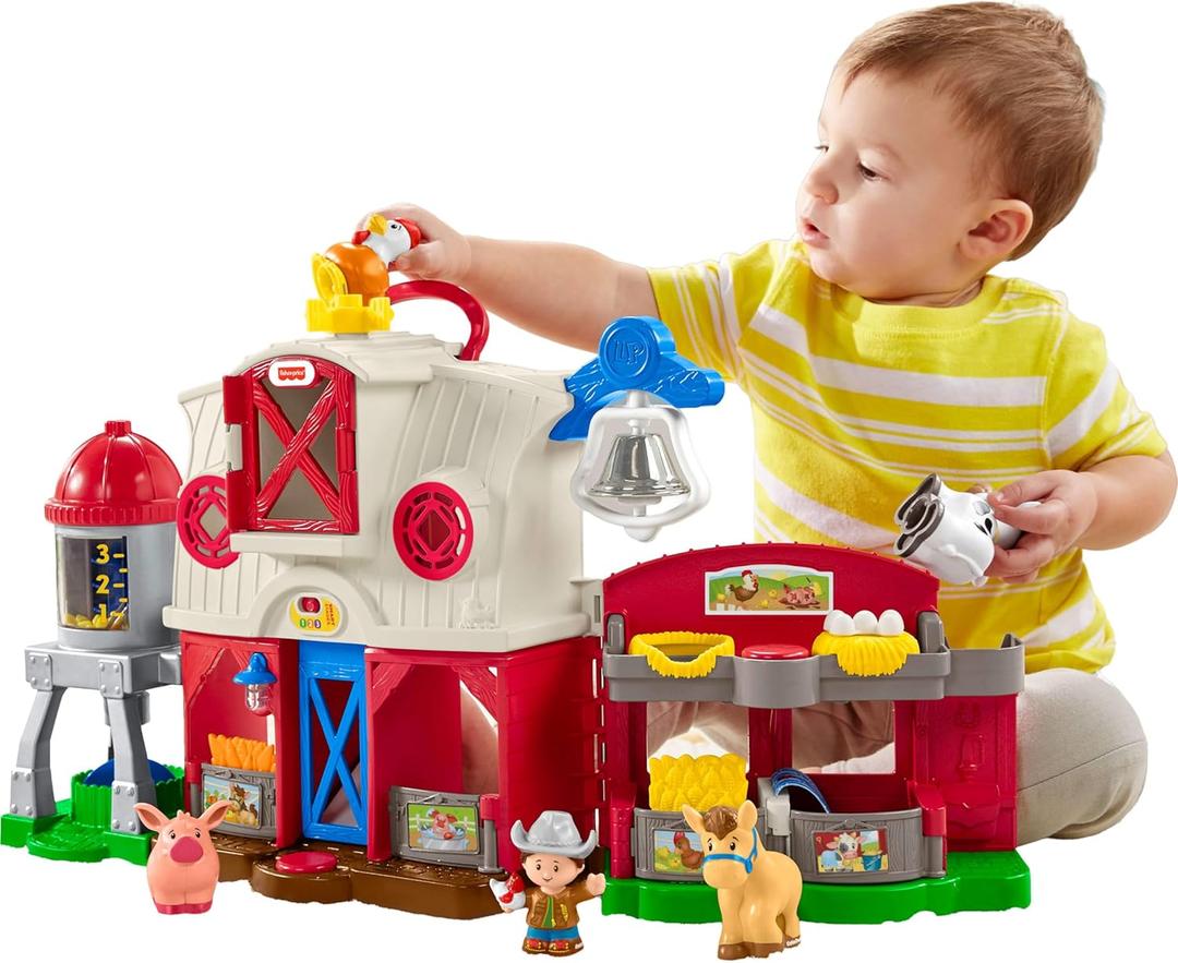 Fisher-Price Little People Toddler Learning Toy Caring for Animals Farm Playset with Smart Stages for Pretend Play Kids Ages 1+ years 