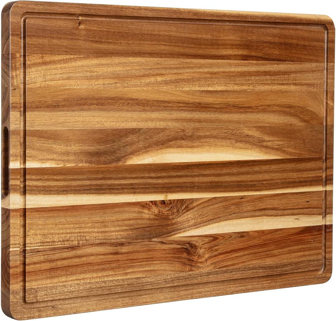 Cutting Boards 1.5" Thicker, 20x15 Inch Extra Large Acacia Wooden Cutting Board for Kitchen, Edge Grain Wood Chopping Board with Juice Groove and Handles, Pre-Oiled Carving Tray for Meat & Cheese