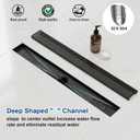 Neodrain 24-Inch Black Linear Shower Drain with Removable Quadrato Pattern Grate, 304 Stainless Steel Rectangle Shower Floor Drain, Linear Drain with Leveling Feet, Hair Strainer, Matte Black
