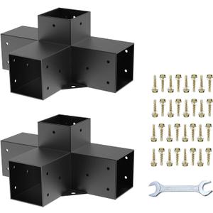 Woodworks Pergola pergola Brackets 4-Way Right Angle Corner Bracket DIY Elevated Wood Stand 2PACK with Screws for 4x4 (Actual: 3.5x3.5 Inch) Lumber Pergola Gazebo