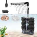 Carefree Fish Aquarium USB Sponge Filter Quiet for 20~60Gal Fish Tank for Saltwater and Freshwater with Biochemical Filtration Balls and Fluidized Beds