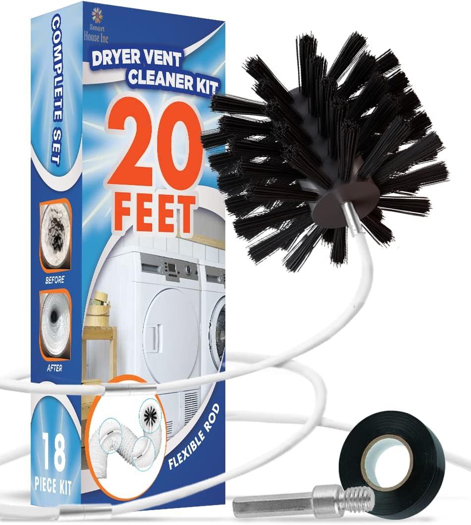 The Professional Dryer Vent Cleaner Kit -(20-Feet) Innovative Lint Remover Reusable Strong Nylon| Flexible Lint Brush with Drill Attachment for Faster Cleaning