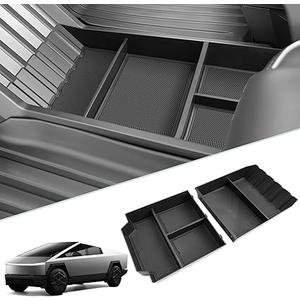 SUMK Floor Console Organizer for Tesla Cybertruck Accessories 2024 2025, Durable TPE Lower Center Console Organizer Tray with Non-slip Lining for Cybertruck