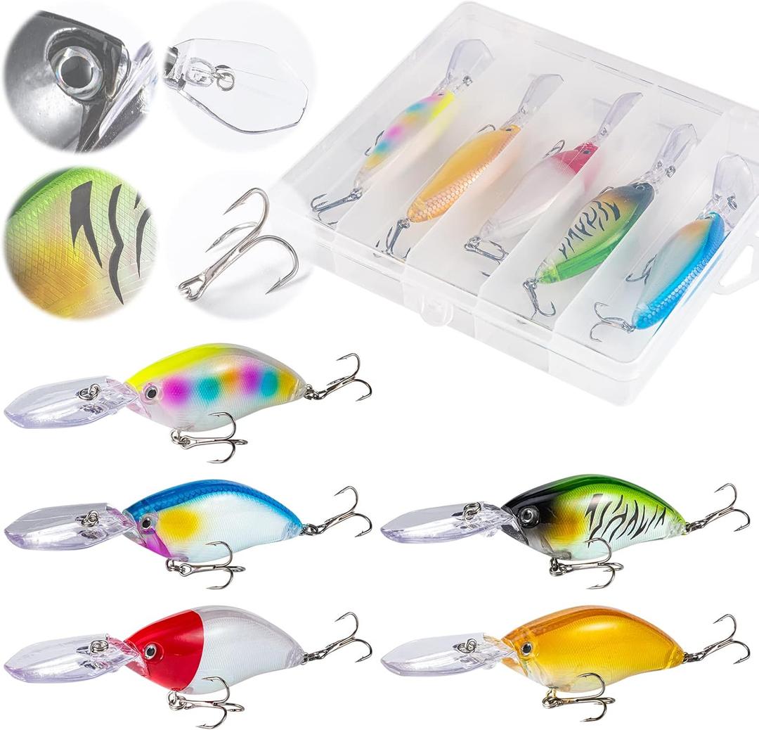 Goture Fishing Lures, Topwater Crankbaits Hard Baits for Bass Trout Freshwater Saltwater, Crank Baits for Bass Fishing, Swimbait Bass Fishing Lures with Tackle Box