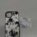 for iPhone 14 Case for Women - Girls Kawaii Design Compatible with Magsafe Magnetic Ring Holder Stand Blue Flower Phone Covers Aesthetic Girly TPU Funda for 14
