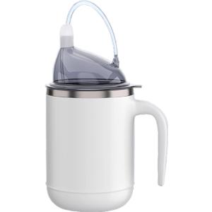 Multifunctional Adult Sippy Cup for Elderly Spill Proof - Easy to Grasp Handles, Precise Liquid Control- 15oz Stainless Steel Sippy Cup with Straw, No Spill Cups for Elderly, Seniors (Silver)