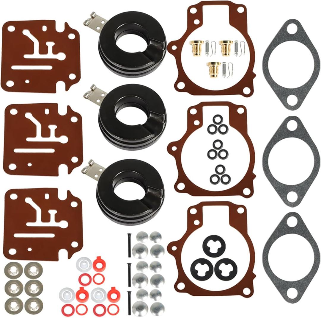ALL-CARB 3 x Carburetor Carb Repair Kits and Float Replacement for Johnson Evinrude 396701 65 70 75hp