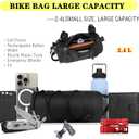 Bike Handlebar Bag, 2.4L Large Capacity Bicycle Front Storage Pouch with Detachable Shoulder Strap, Waterproof Universal Fit for MTB Road Bike Folding Bike Scooter (Black)