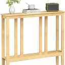 ELYKEN Bamboo Console Tables for Entryway, 36.2" Long 2 Tier Hallway Table Behind Couch, 7 Narrow Sofa Table for Entrance, Entry, Living Room, Natural