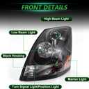 Headlight Assembly Compatible with 2004-2017 VOLVO VNL Halogen, Headlamps Head Light Lamp W/Bulbs Housing Driver Side