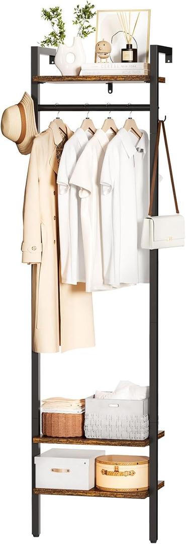 YMYNY Coat Rack Wall Mounted, 70.87H Clothes Garment Rack, Freestanding Tall Closet Organizer,Industrial Clothes Stand for Entryway Hallway Bedroom Rustic Brown UHGR003H