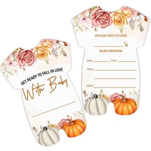 Fall Baby Shower Invitations Floral Pumpkins Get Ready to Fall in Love Shaped Invitations Set of 20 Invites with Envelopes for Baby Shower