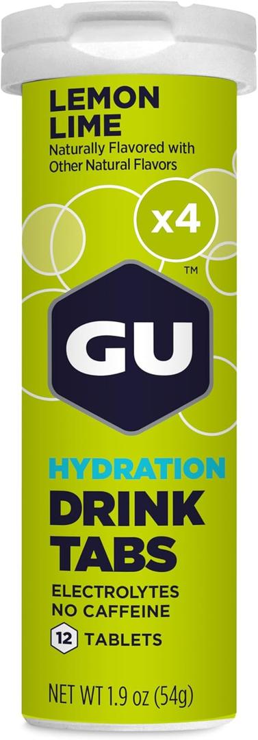 GU Energy Hydration Electrolyte Drink Tablets, Enhanced Endurance Sports Drink for Running, Cycling, Triathlon, 4-Count (48 Servings), Lemon Lime